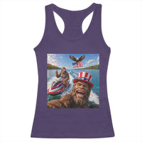 Patriotic Bigfoot Squad Chill Summer Vacation Graphic Racerback Tank Top