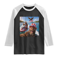 Patriotic Bigfoot Squad Chill Summer Vacation Graphic Raglan Shirt