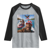 Patriotic Bigfoot Squad Chill Summer Vacation Graphic Raglan Shirt