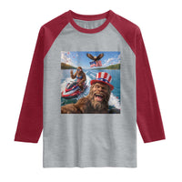 Patriotic Bigfoot Squad Chill Summer Vacation Graphic Raglan Shirt