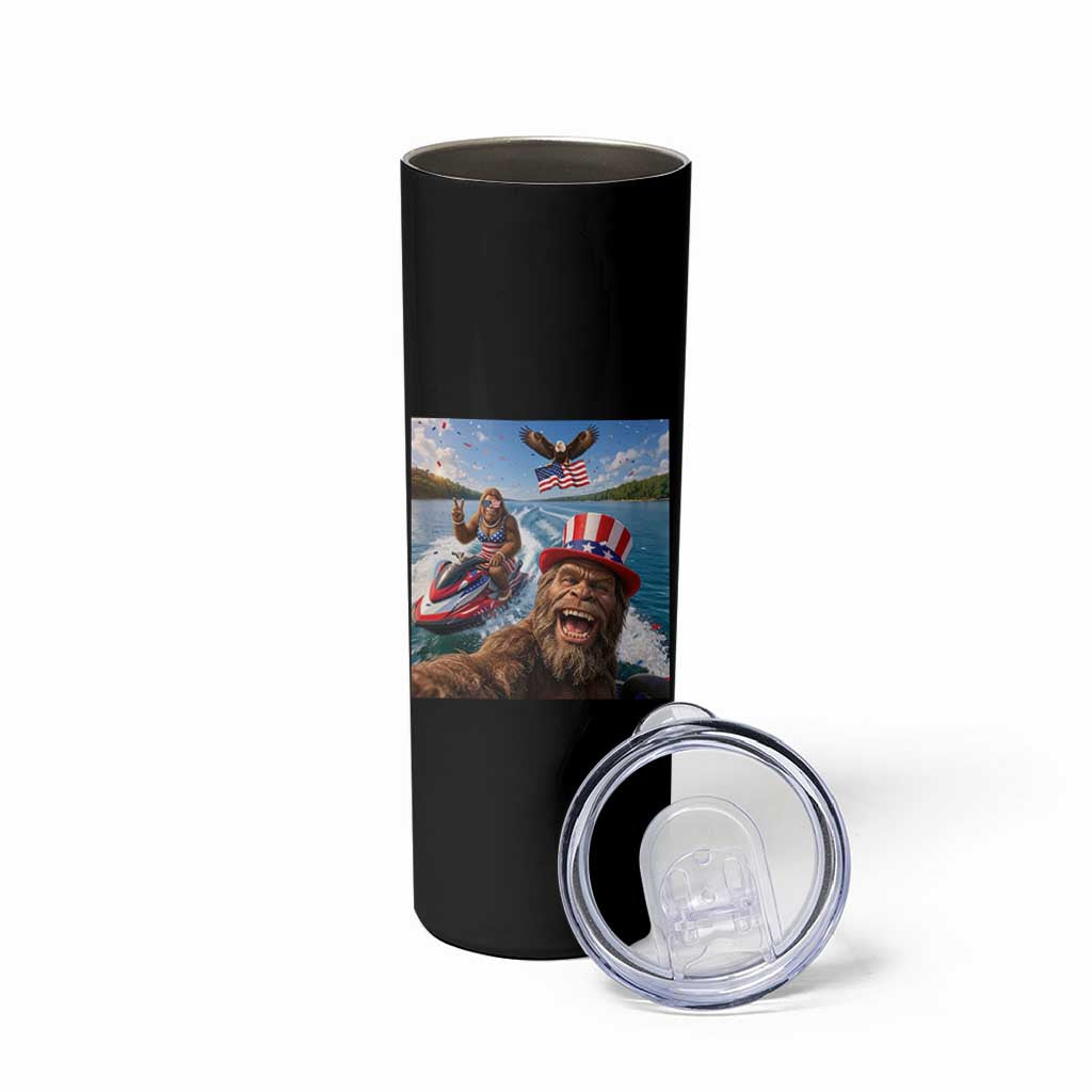 Patriotic Bigfoot Squad Chill Summer Vacation Graphic Skinny Tumbler