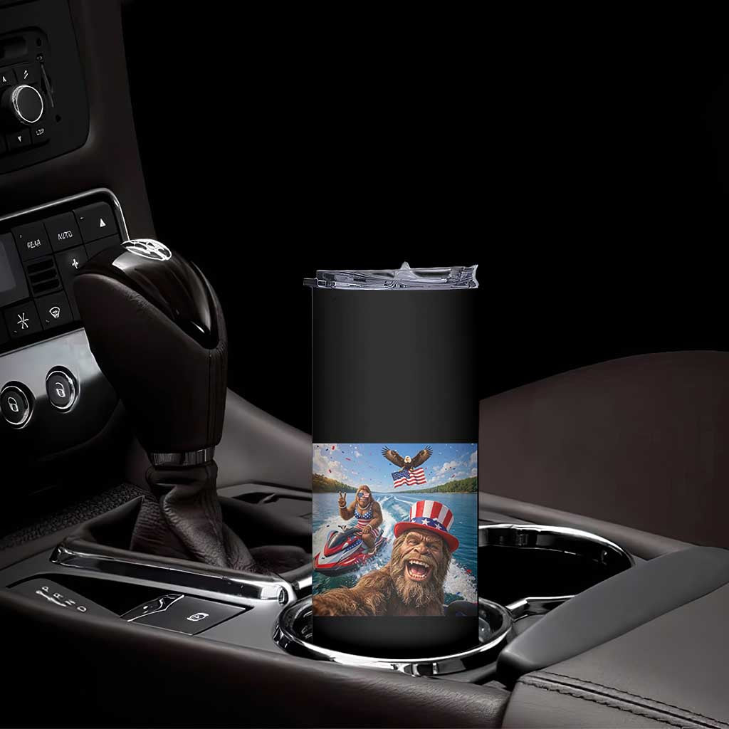Patriotic Bigfoot Squad Chill Summer Vacation Graphic Skinny Tumbler