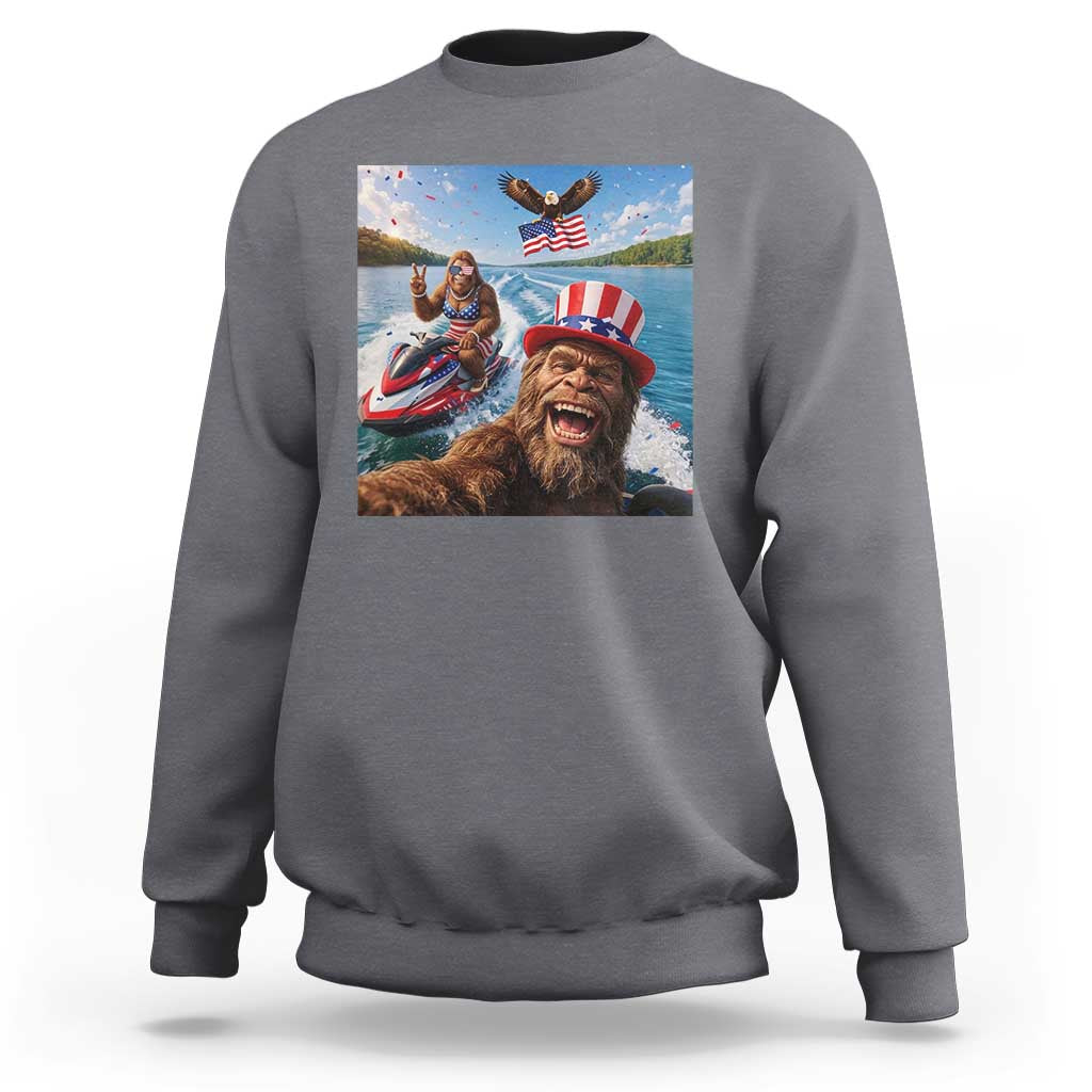 Patriotic Bigfoot Squad Chill Summer Vacation Graphic Sweatshirt