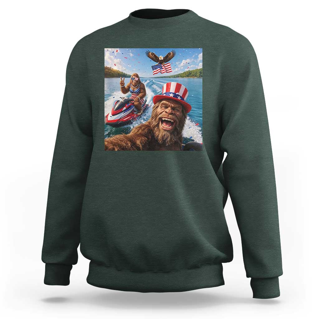 Patriotic Bigfoot Squad Chill Summer Vacation Graphic Sweatshirt