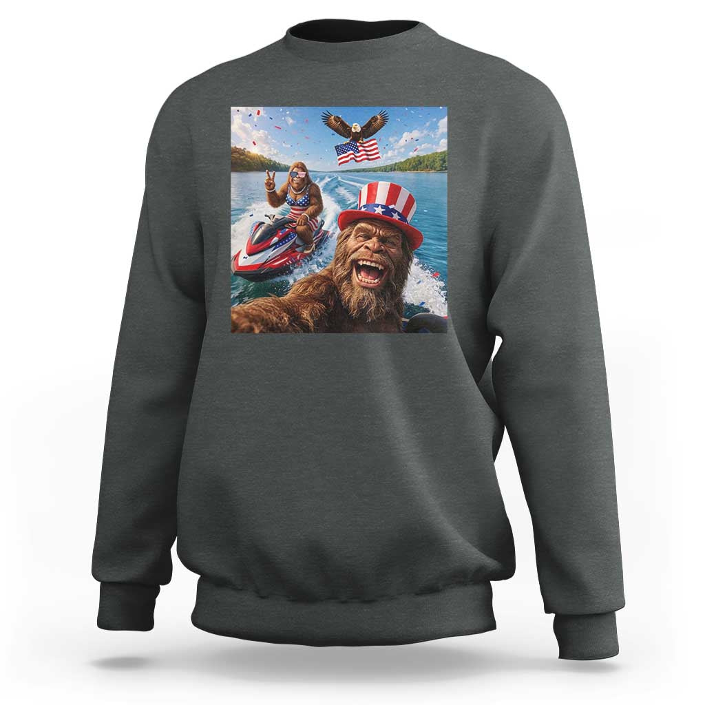 Patriotic Bigfoot Squad Chill Summer Vacation Graphic Sweatshirt
