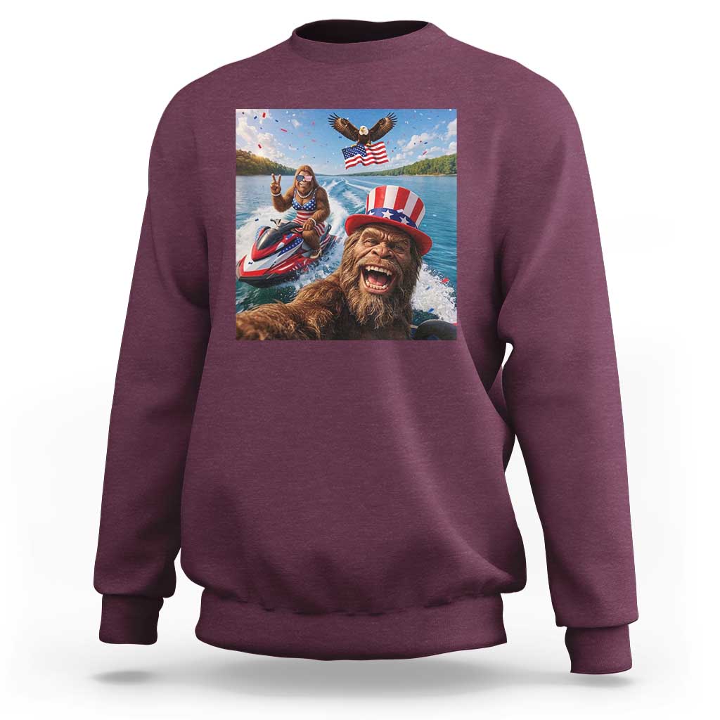 Patriotic Bigfoot Squad Chill Summer Vacation Graphic Sweatshirt