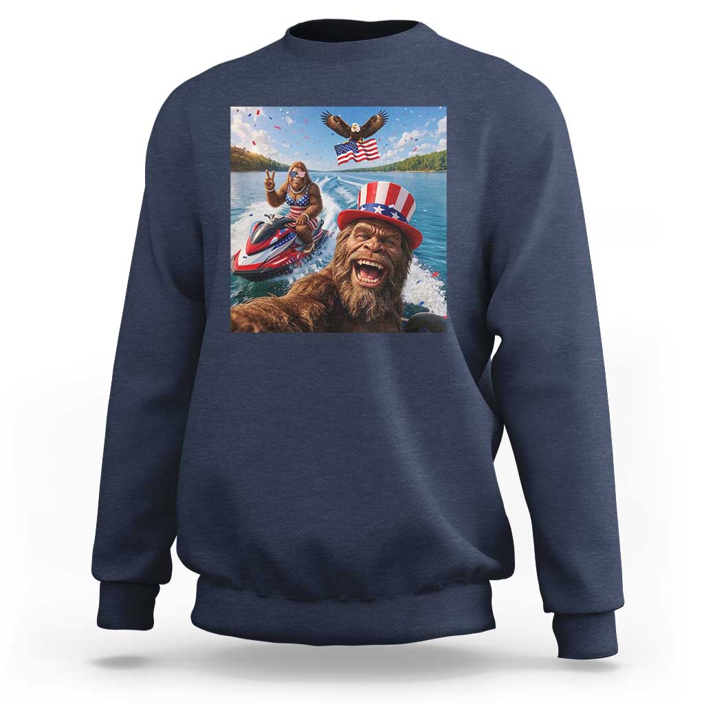 Patriotic Bigfoot Squad Chill Summer Vacation Graphic Sweatshirt