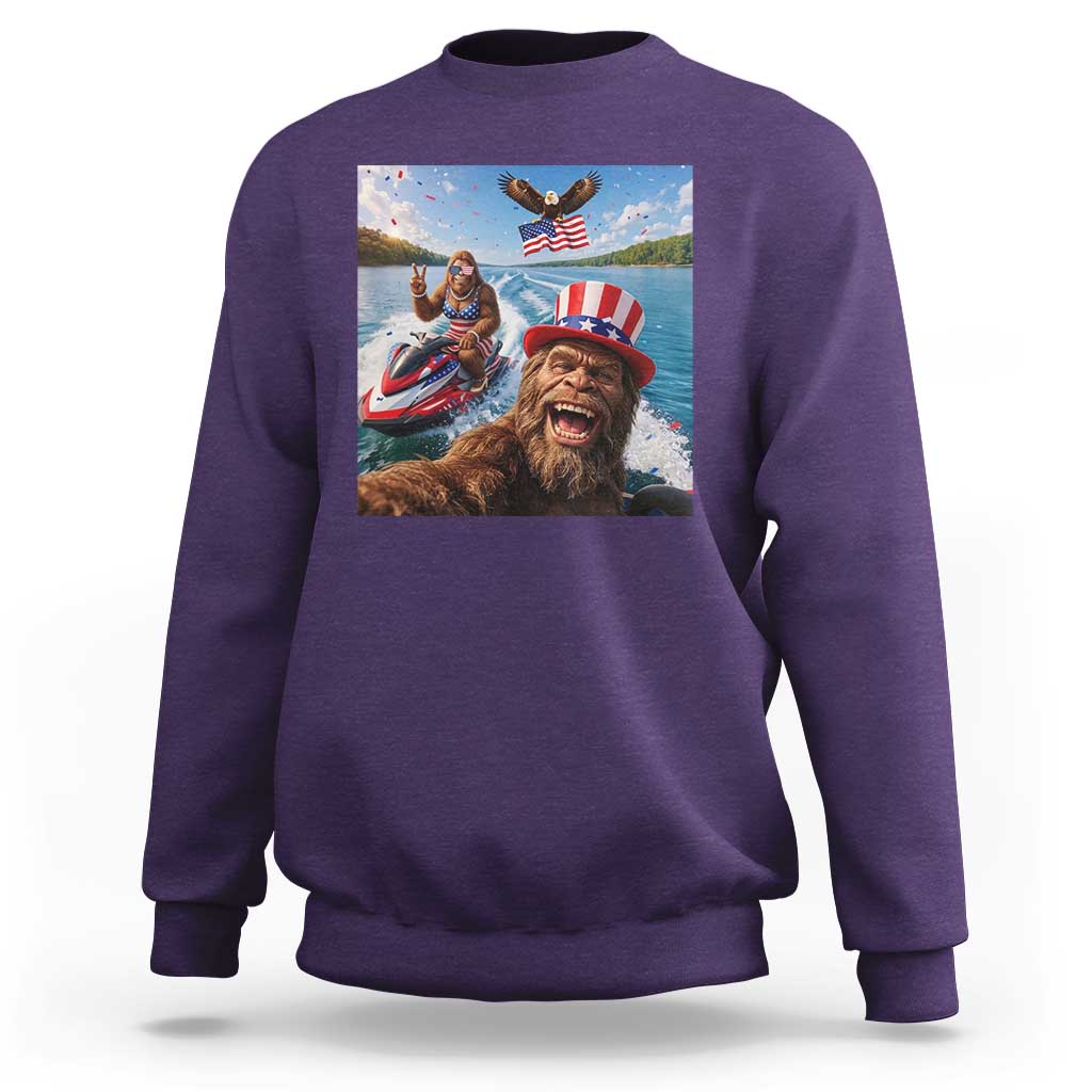 Patriotic Bigfoot Squad Chill Summer Vacation Graphic Sweatshirt