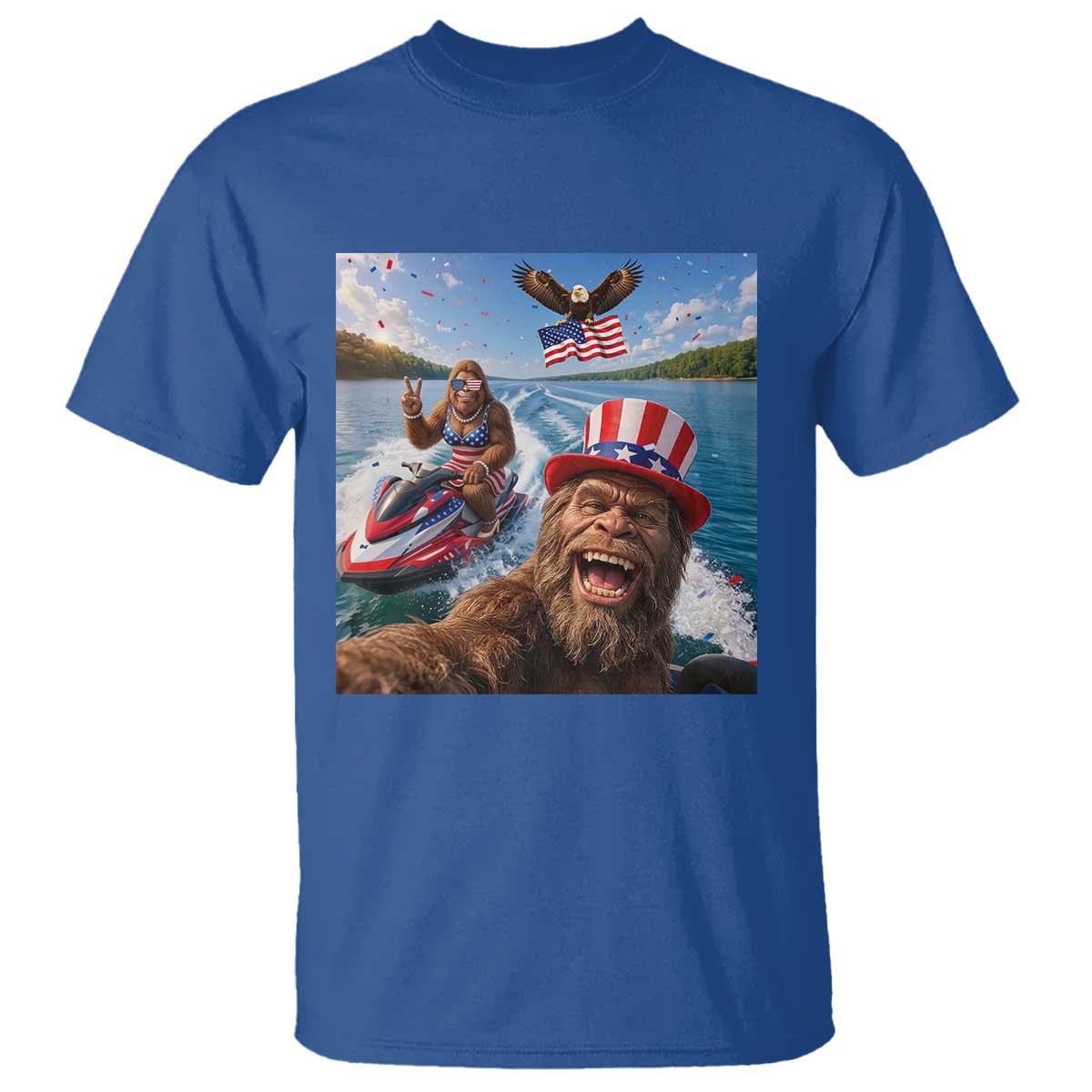 Patriotic Bigfoot Squad Chill Summer Vacation Graphic T Shirt