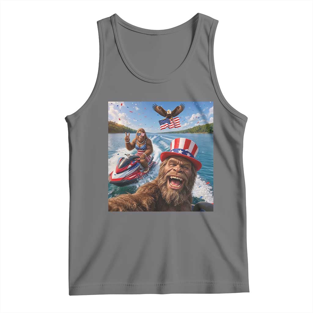 Patriotic Bigfoot Squad Chill Summer Vacation Graphic Tank Top
