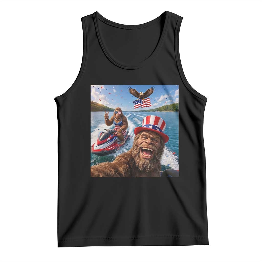 Patriotic Bigfoot Squad Chill Summer Vacation Graphic Tank Top