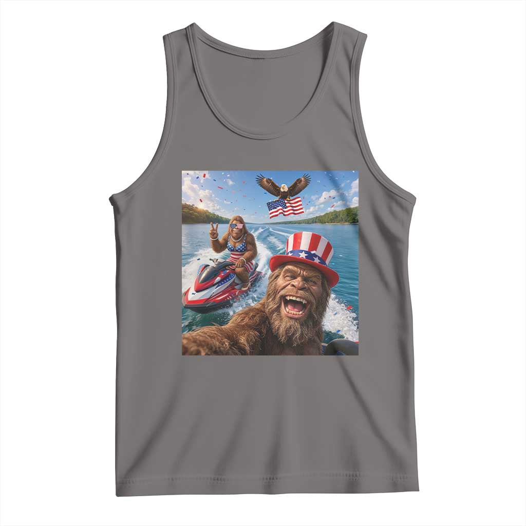 Patriotic Bigfoot Squad Chill Summer Vacation Graphic Tank Top