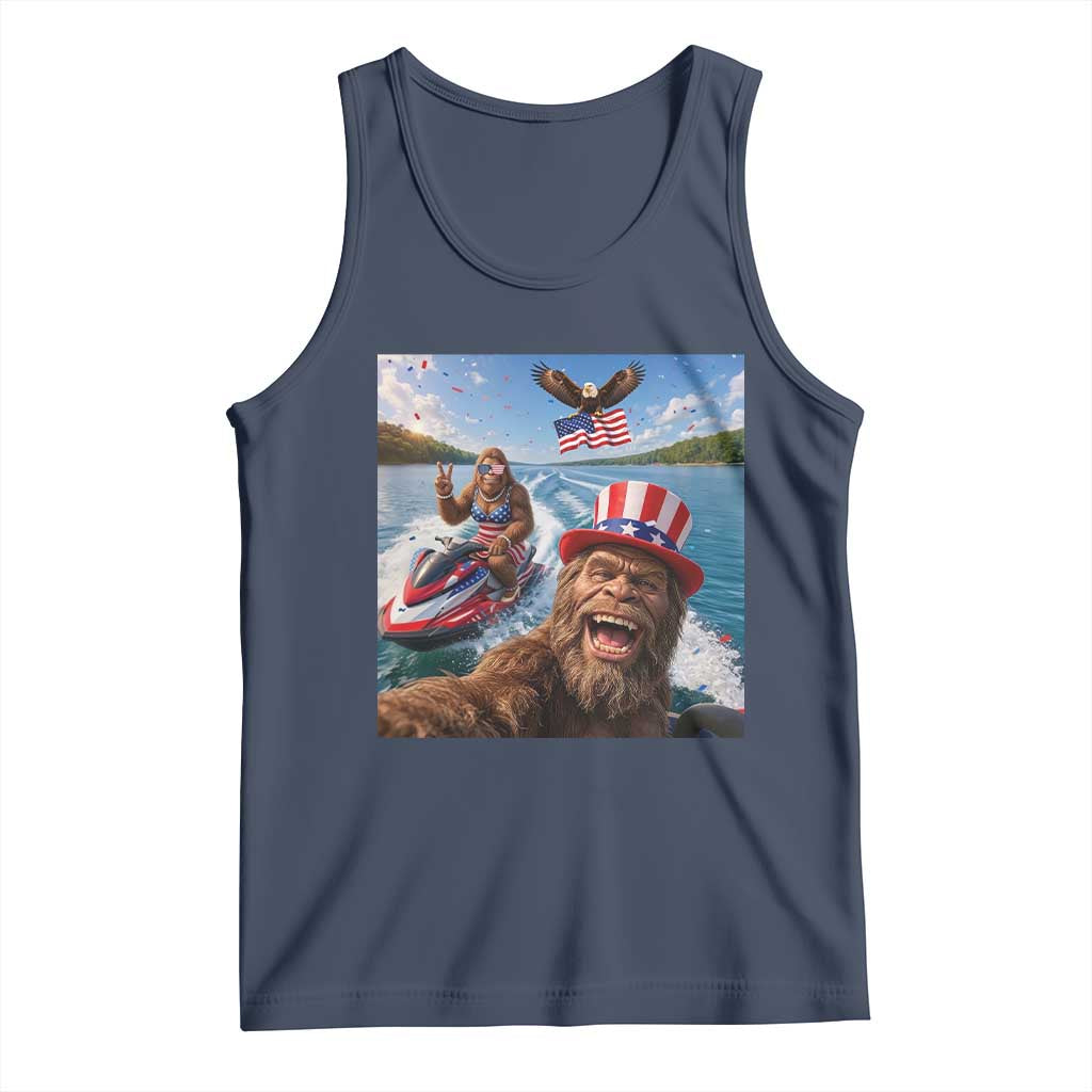 Patriotic Bigfoot Squad Chill Summer Vacation Graphic Tank Top