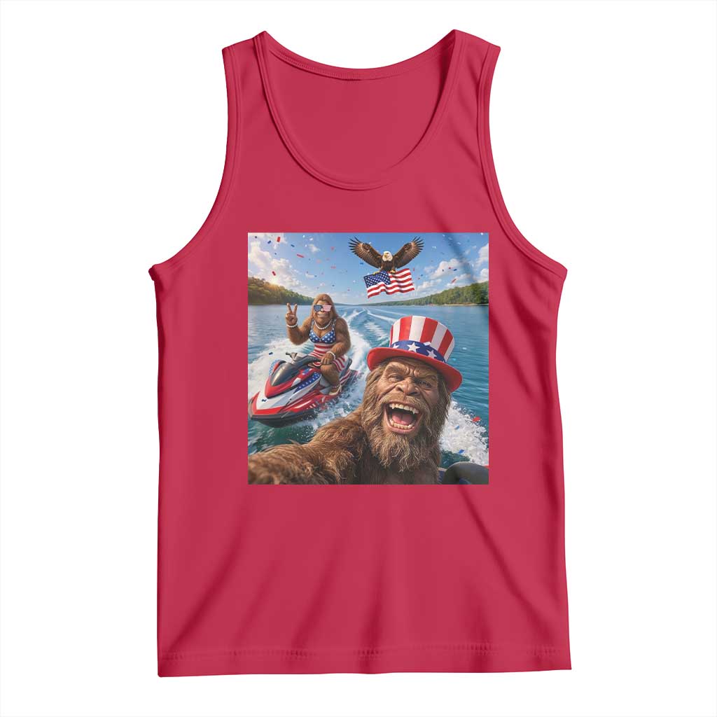 Patriotic Bigfoot Squad Chill Summer Vacation Graphic Tank Top