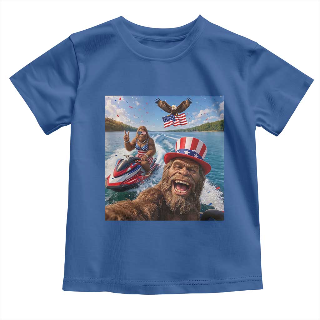 Patriotic Bigfoot Squad Chill Summer Vacation Graphic Toddler T Shirt