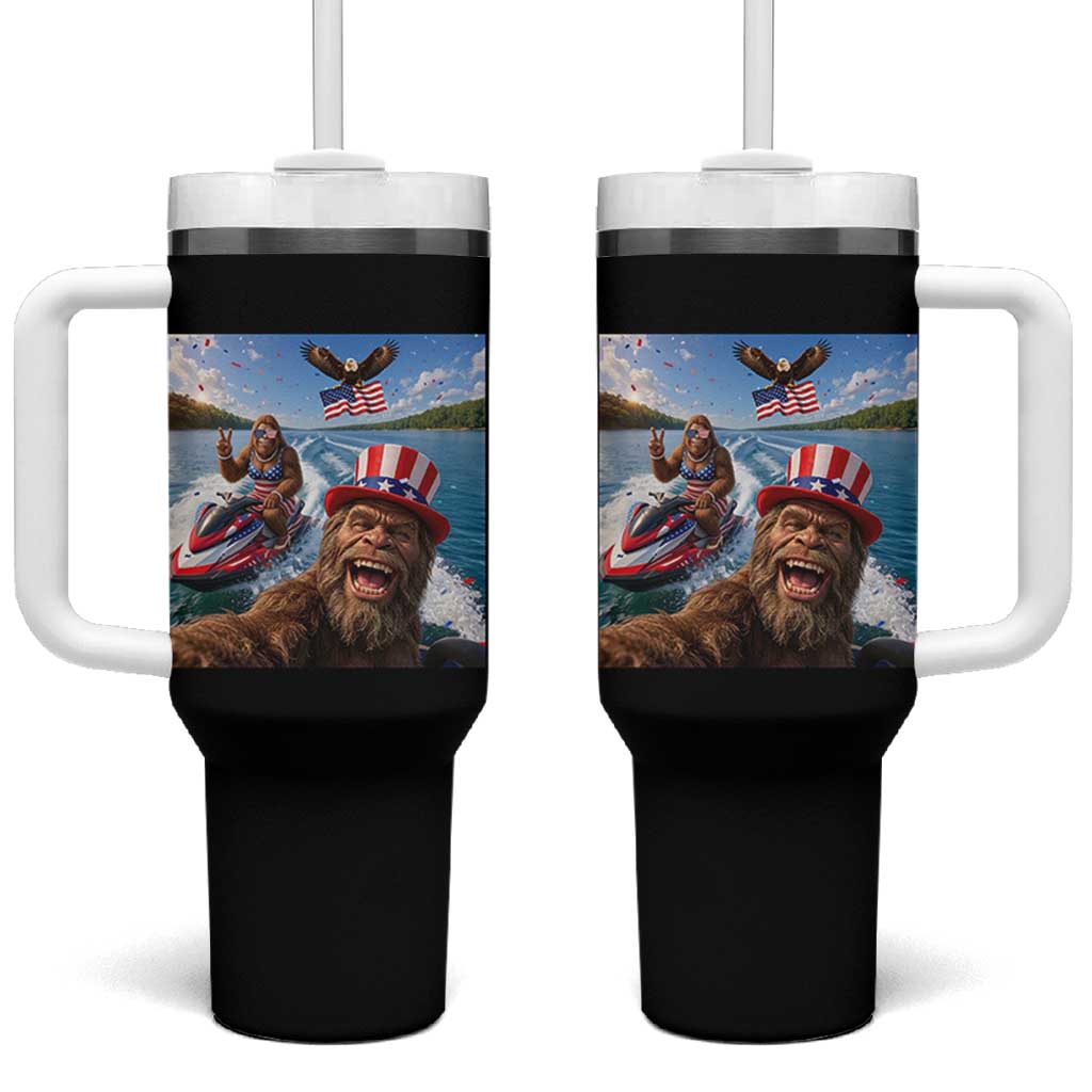Patriotic Bigfoot Squad Chill Summer Vacation Graphic Tumbler With Handle