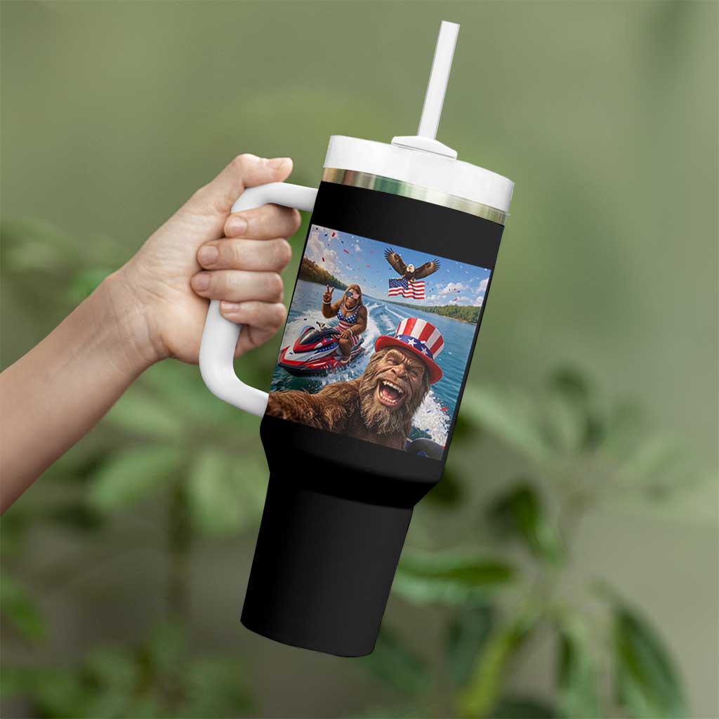 Patriotic Bigfoot Squad Chill Summer Vacation Graphic Tumbler With Handle