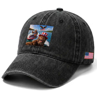 Patriotic Bigfoot Squad Chill Summer Vacation Graphic Washed Cotton Baseball Cap