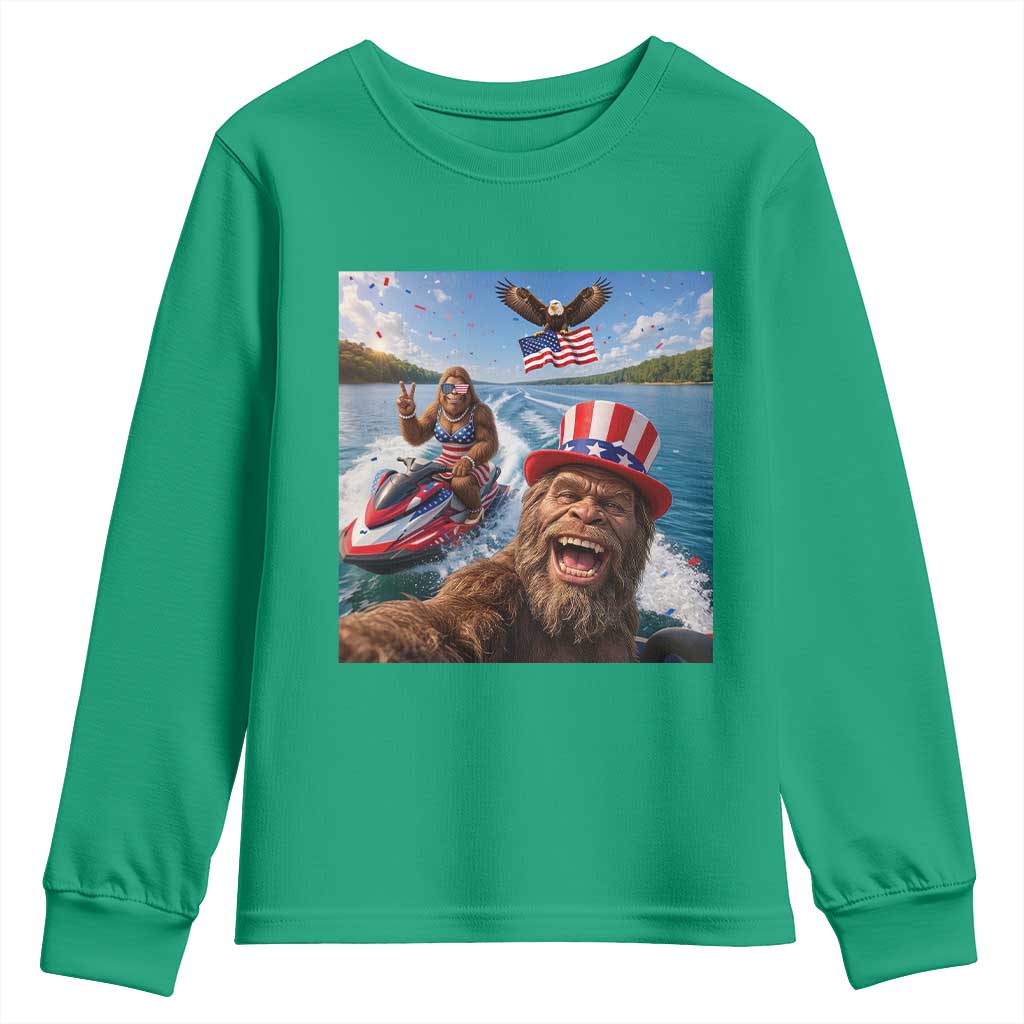 Patriotic Bigfoot Squad Chill Summer Vacation Graphic Youth Sweatshirt