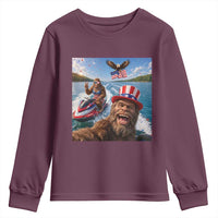 Patriotic Bigfoot Squad Chill Summer Vacation Graphic Youth Sweatshirt
