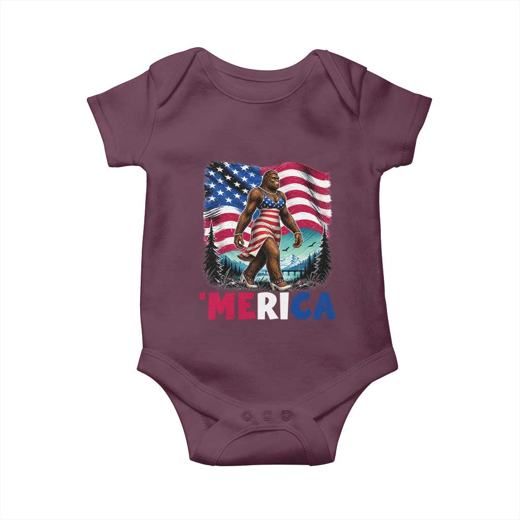 Funny Patriotic Sexy Bigfoot Baby Onesie Merica USA 250th Anniversary