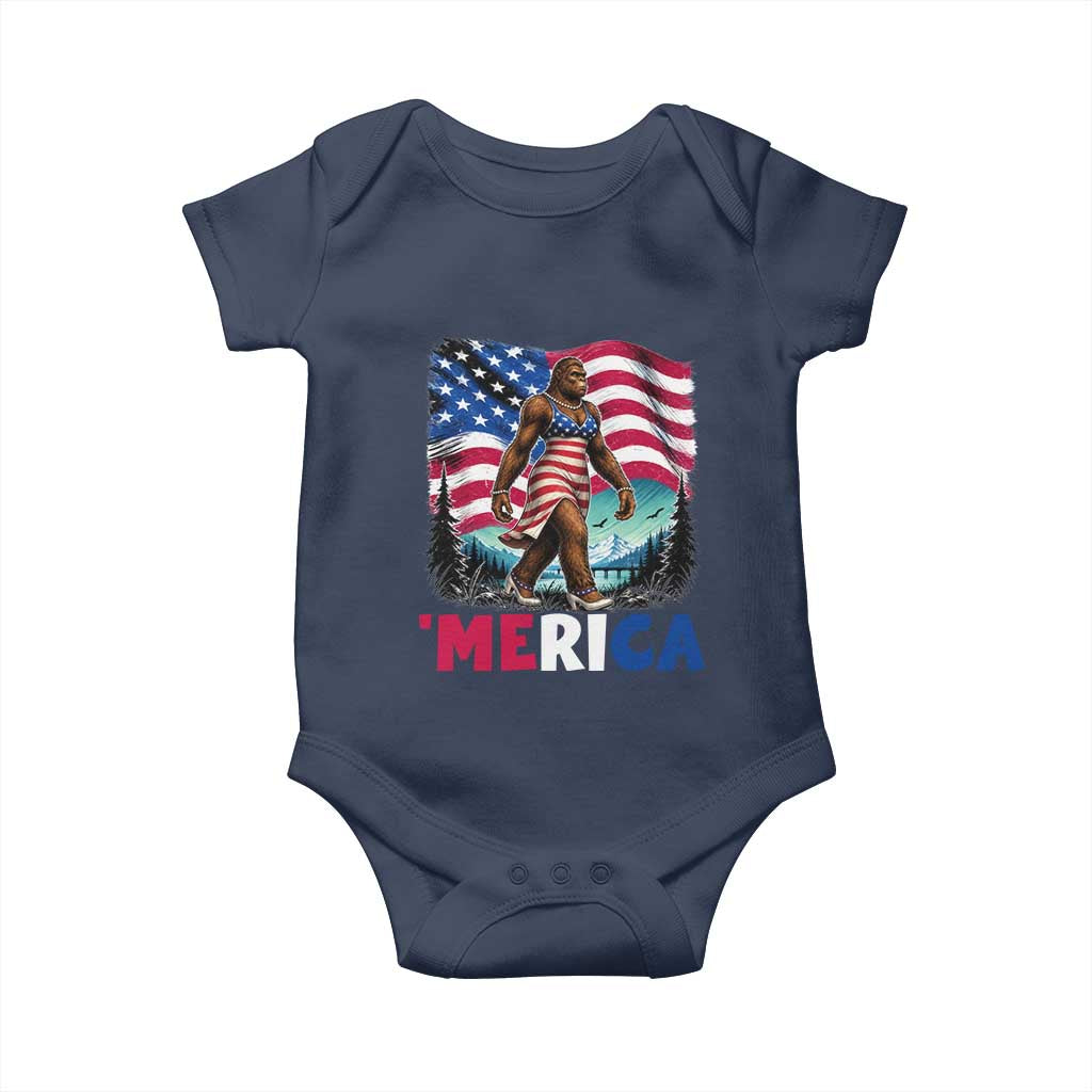 Funny Patriotic Sexy Bigfoot Baby Onesie Merica USA 250th Anniversary