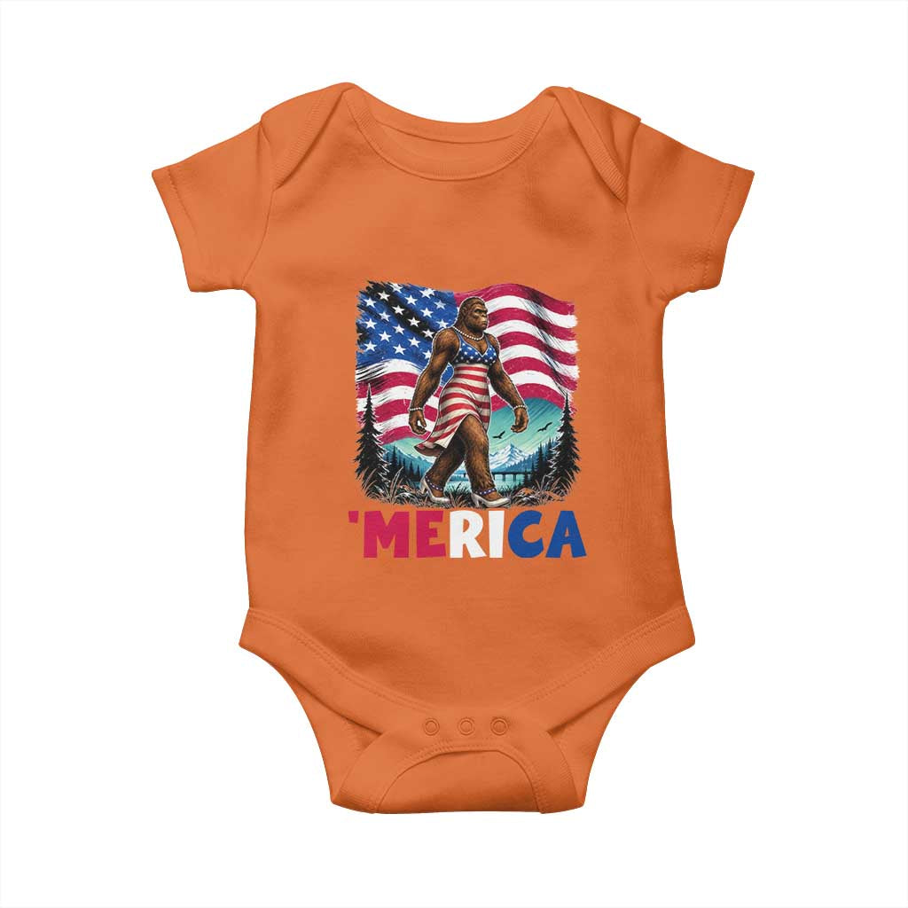 Funny Patriotic Sexy Bigfoot Baby Onesie Merica USA 250th Anniversary