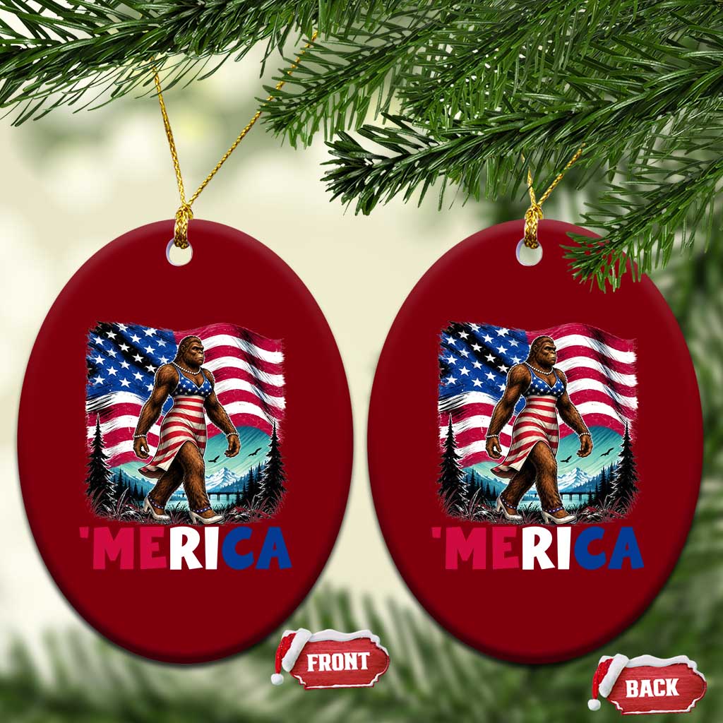 Funny Patriotic Sexy Bigfoot Ceramic Ornament Merica USA 250th Anniversary