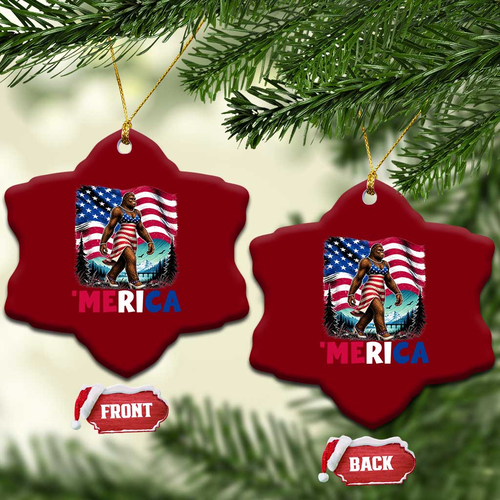 Funny Patriotic Sexy Bigfoot Ceramic Ornament Merica USA 250th Anniversary