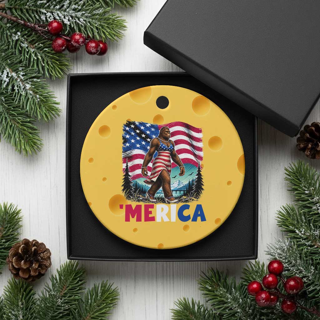 Funny Patriotic Sexy Bigfoot Ceramic Ornament Merica USA 250th Anniversary