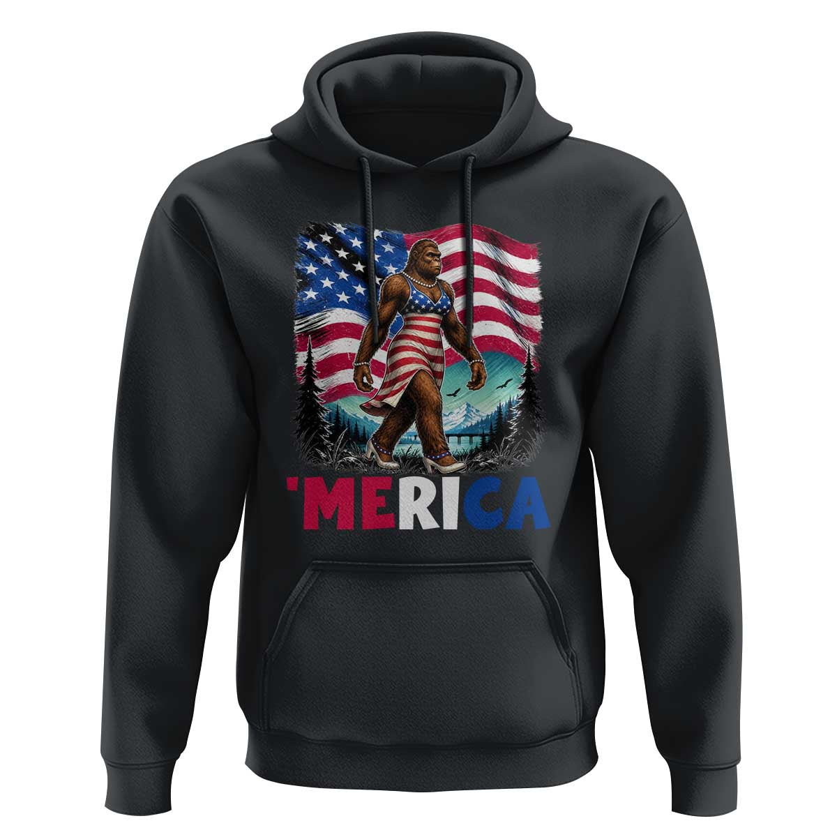 Funny Patriotic Sexy Bigfoot Hoodie Merica USA 250th Anniversary