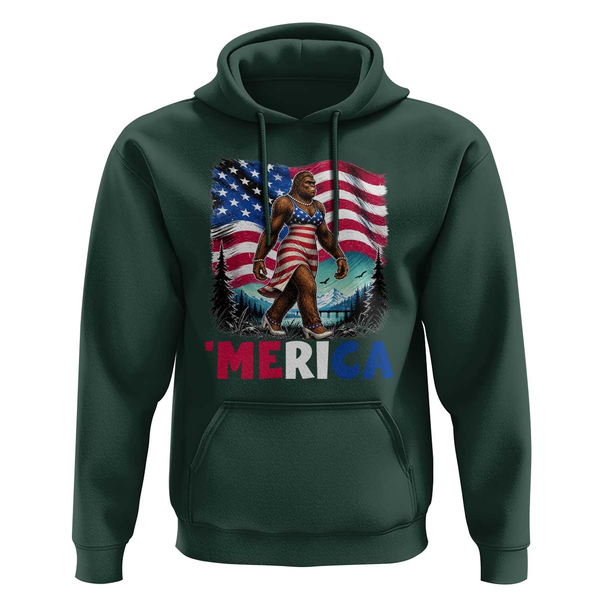 Funny Patriotic Sexy Bigfoot Hoodie Merica USA 250th Anniversary