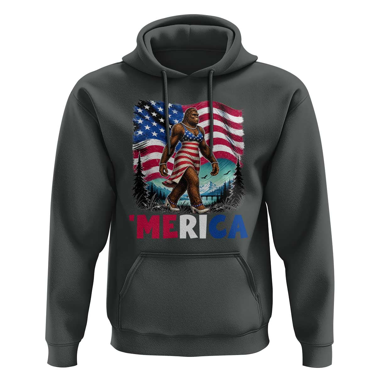 Funny Patriotic Sexy Bigfoot Hoodie Merica USA 250th Anniversary