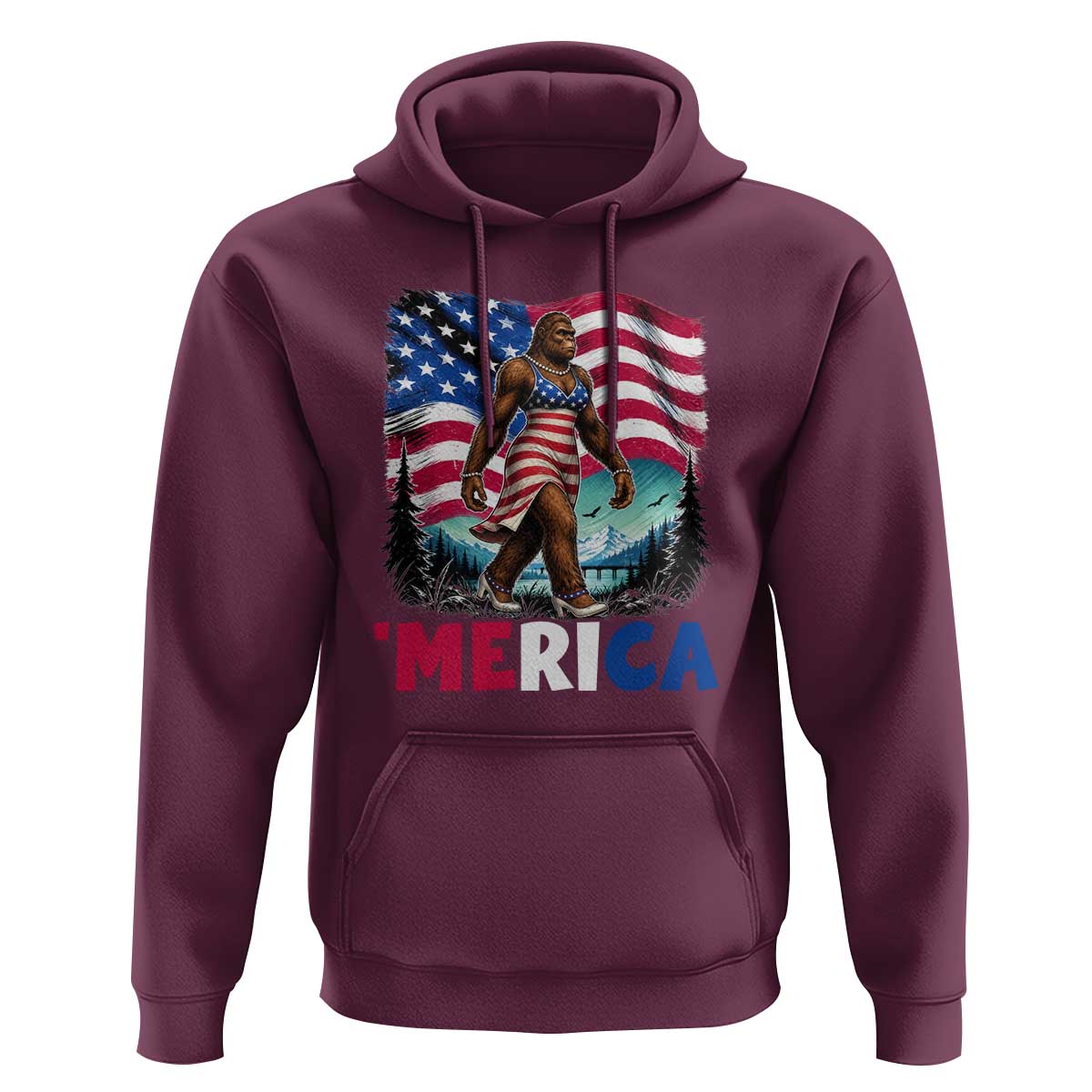 Funny Patriotic Sexy Bigfoot Hoodie Merica USA 250th Anniversary