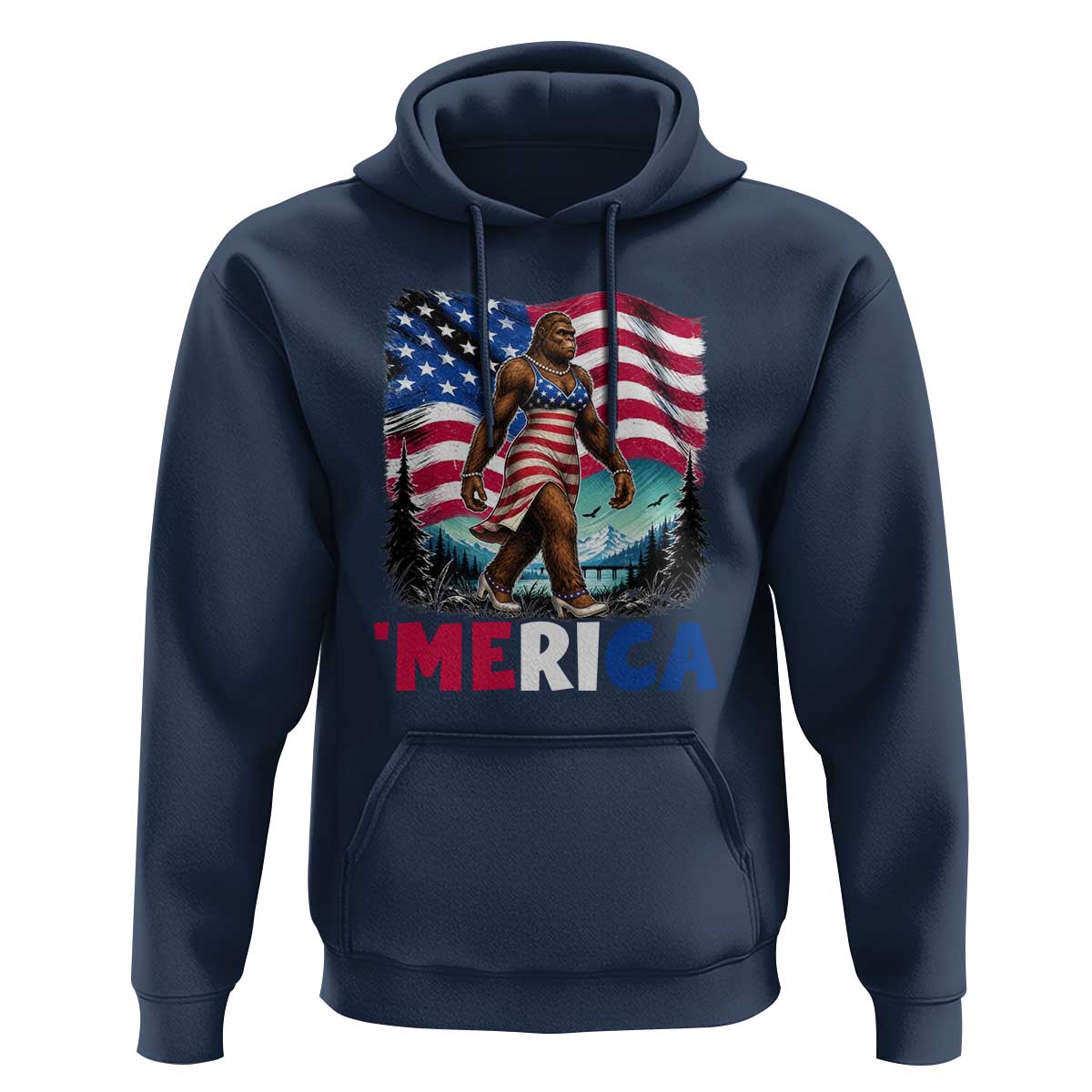 Funny Patriotic Sexy Bigfoot Hoodie Merica USA 250th Anniversary