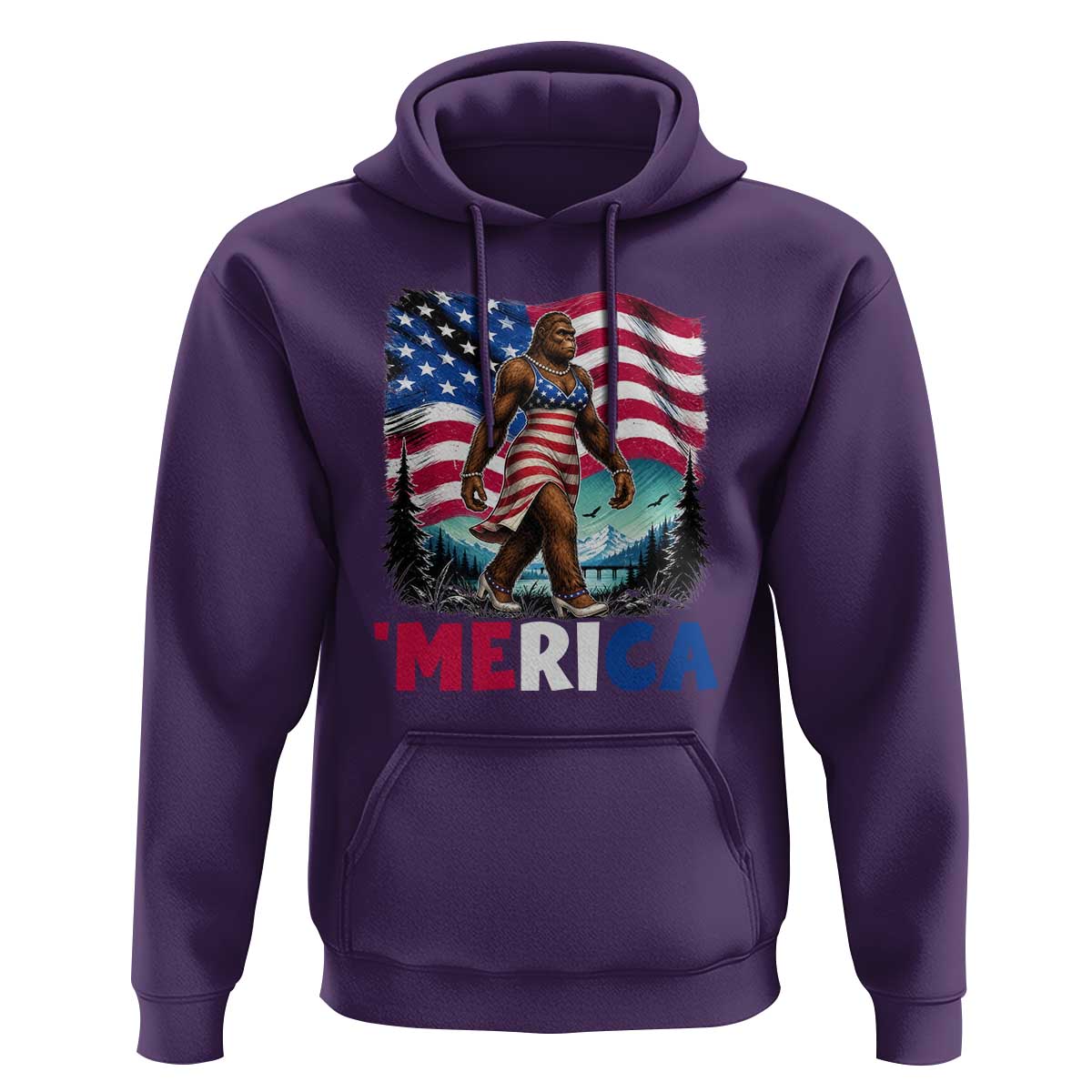 Funny Patriotic Sexy Bigfoot Hoodie Merica USA 250th Anniversary