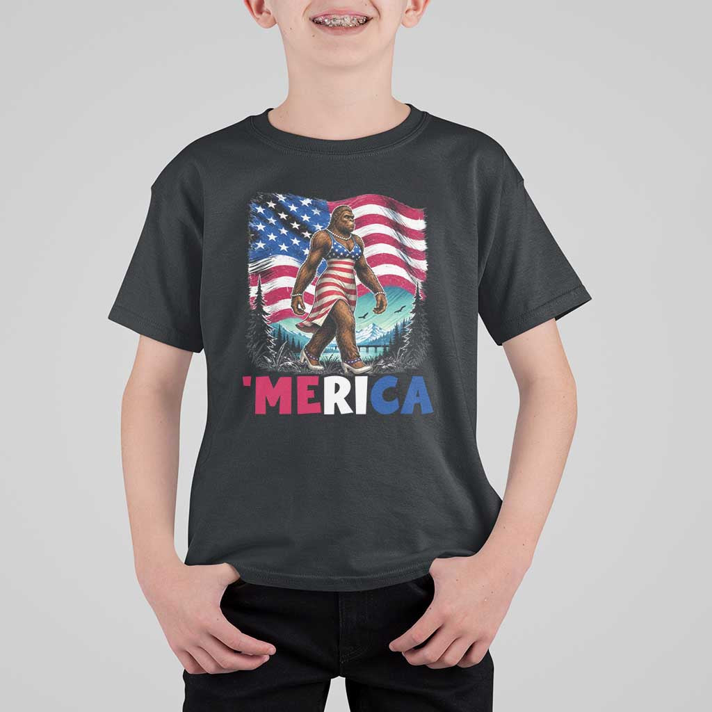 Funny Patriotic Sexy Bigfoot T Shirt For Kid Merica USA 250th Anniversary