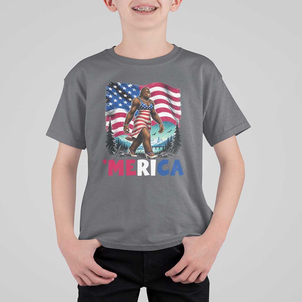 Funny Patriotic Sexy Bigfoot T Shirt For Kid Merica USA 250th Anniversary