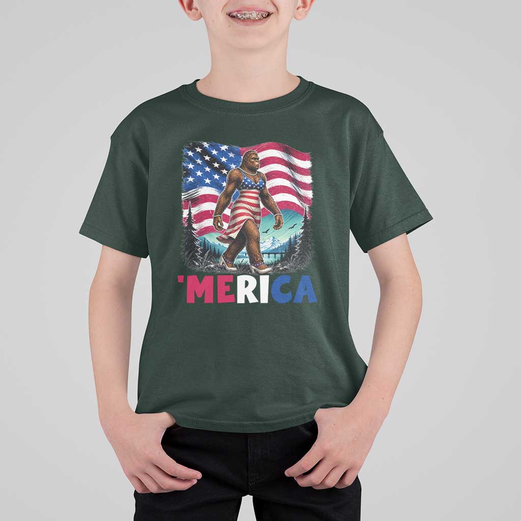 Funny Patriotic Sexy Bigfoot T Shirt For Kid Merica USA 250th Anniversary