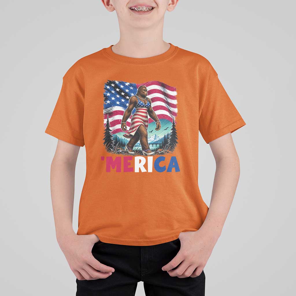 Funny Patriotic Sexy Bigfoot T Shirt For Kid Merica USA 250th Anniversary