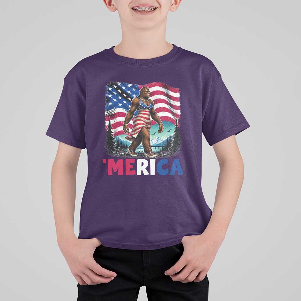 Funny Patriotic Sexy Bigfoot T Shirt For Kid Merica USA 250th Anniversary
