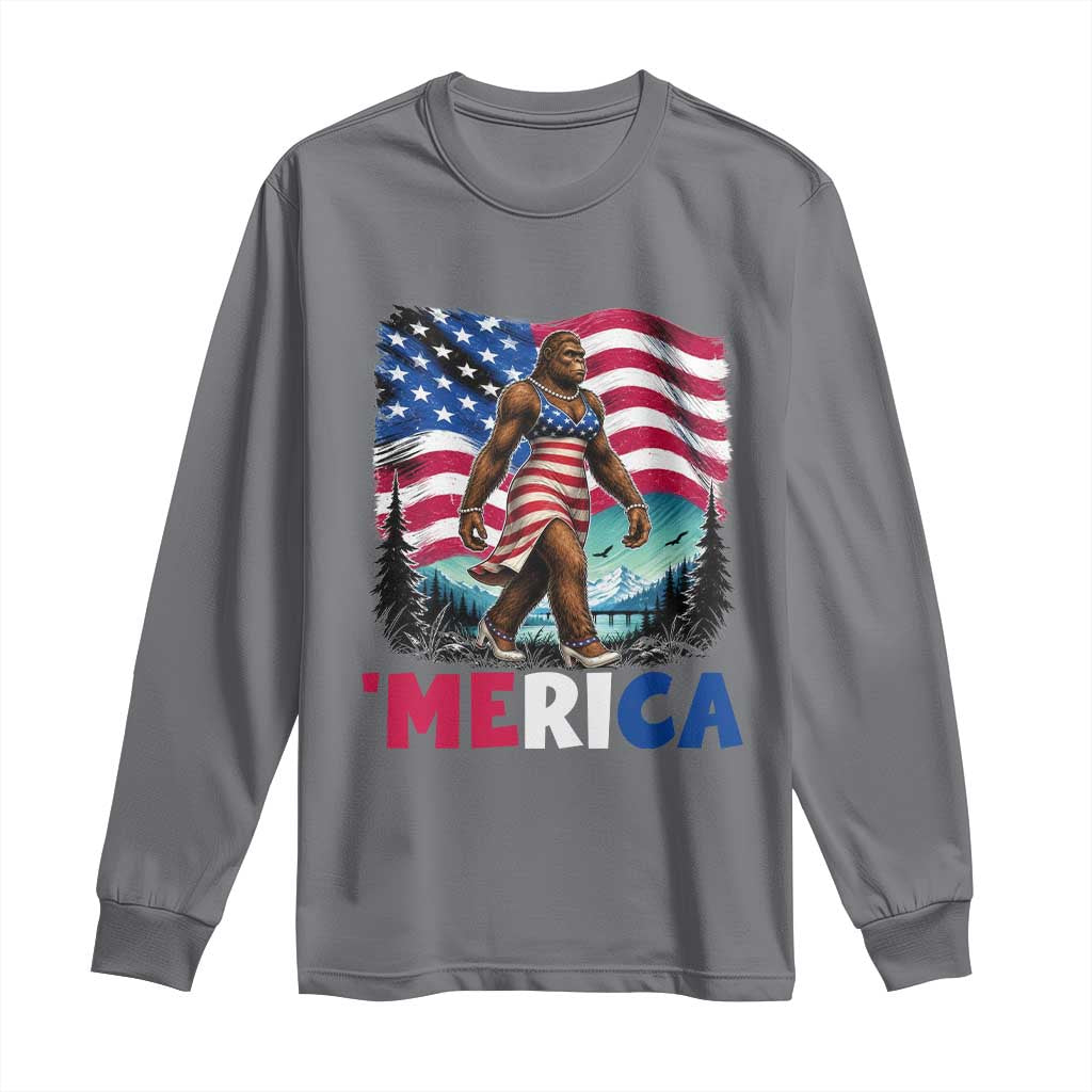 Funny Patriotic Sexy Bigfoot Long Sleeve Shirt Merica USA 250th Anniversary