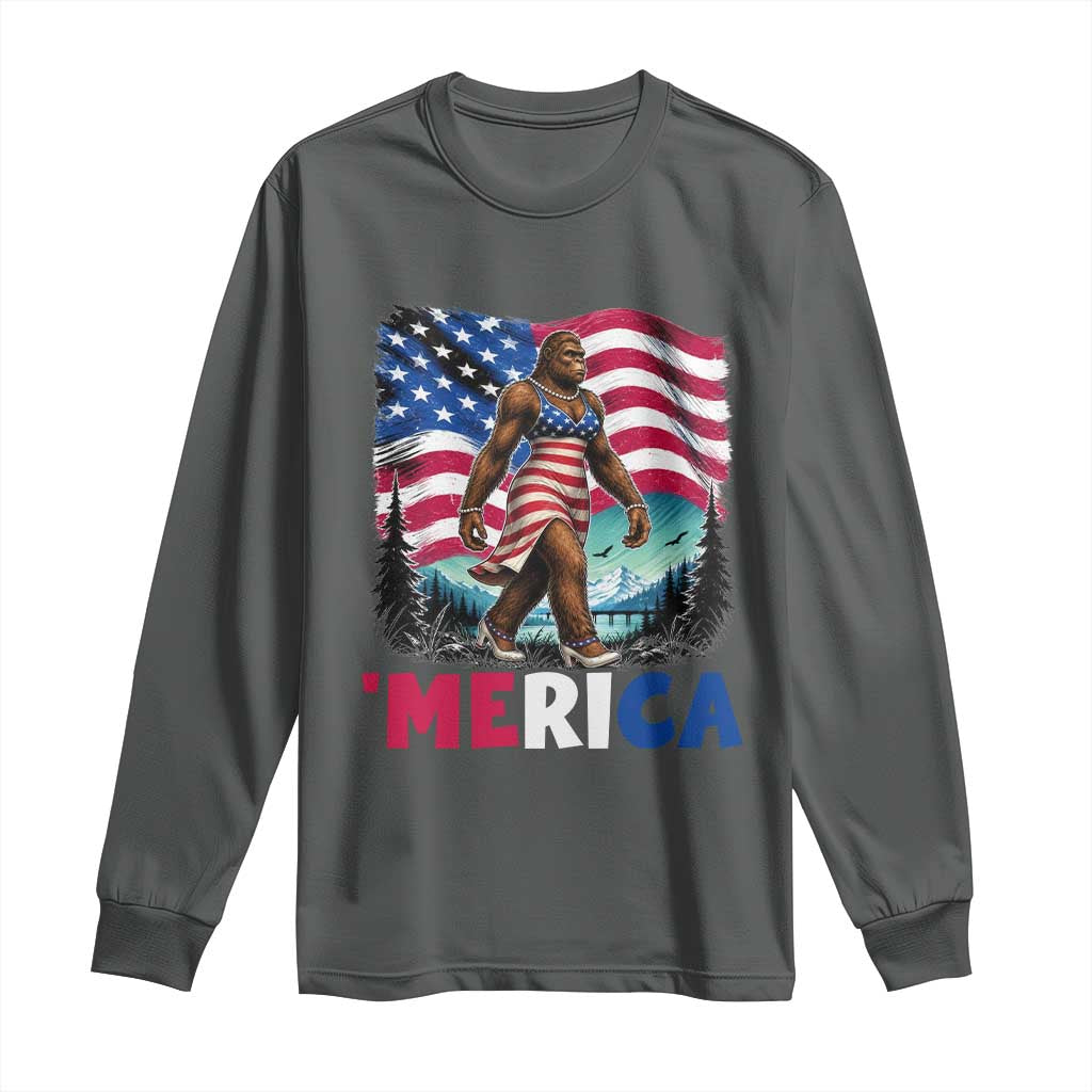 Funny Patriotic Sexy Bigfoot Long Sleeve Shirt Merica USA 250th Anniversary