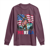 Funny Patriotic Sexy Bigfoot Long Sleeve Shirt Merica USA 250th Anniversary