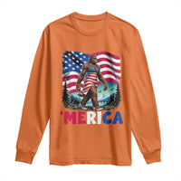 Funny Patriotic Sexy Bigfoot Long Sleeve Shirt Merica USA 250th Anniversary