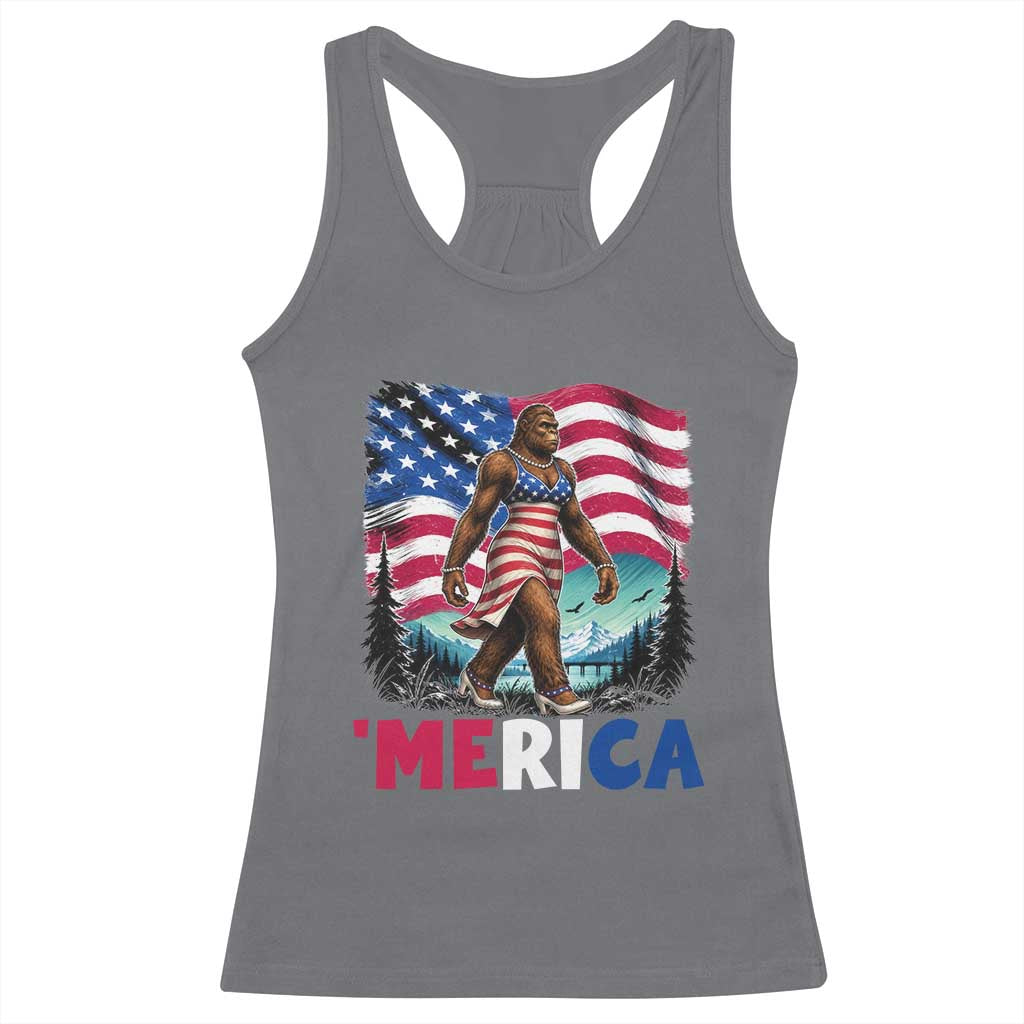 Funny Patriotic Sexy Bigfoot Racerback Tank Top Merica USA 250th Anniversary