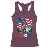 Funny Patriotic Sexy Bigfoot Racerback Tank Top Merica USA 250th Anniversary