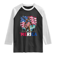 Funny Patriotic Sexy Bigfoot Raglan Shirt Merica USA 250th Anniversary