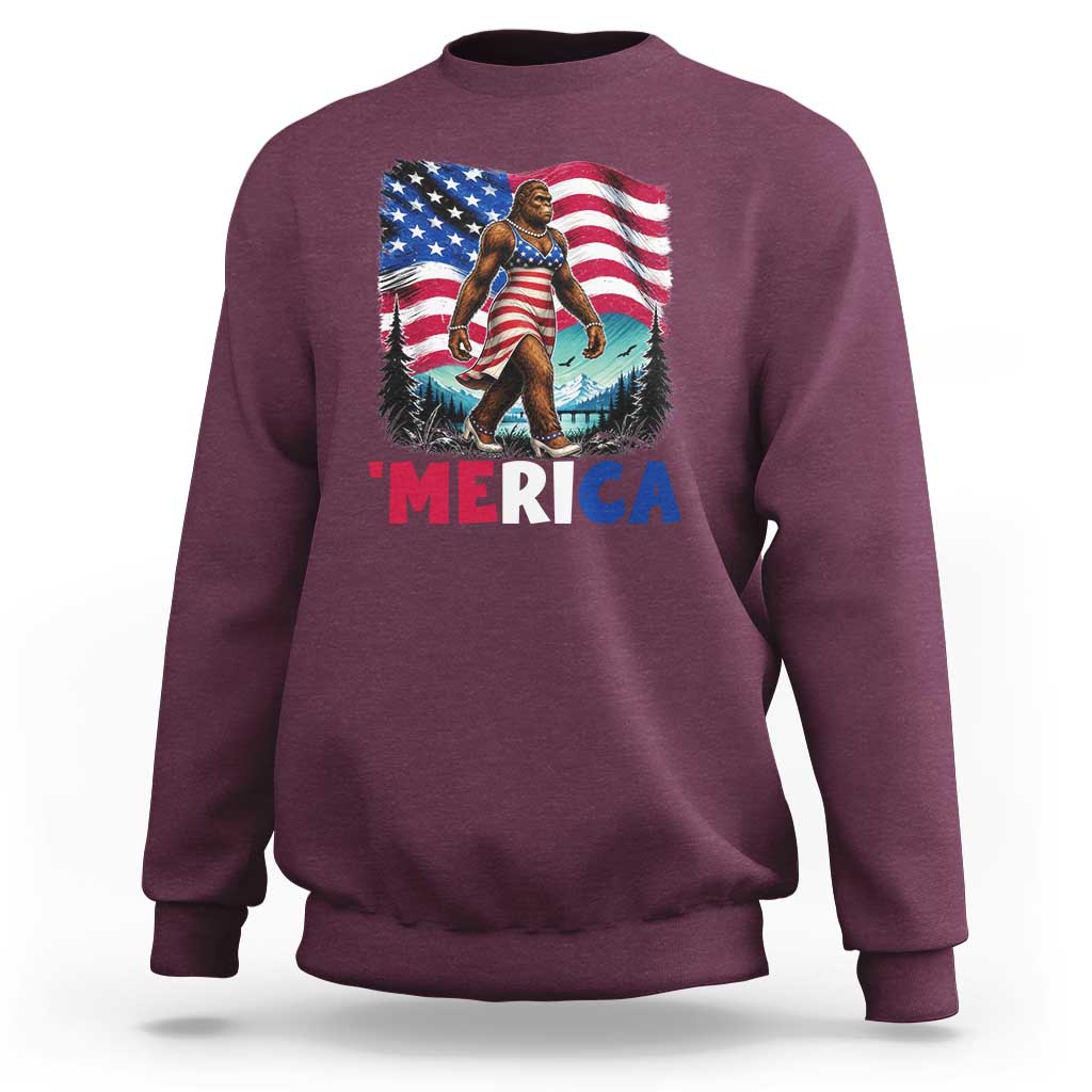 Funny Patriotic Sexy Bigfoot Sweatshirt Merica USA 250th Anniversary