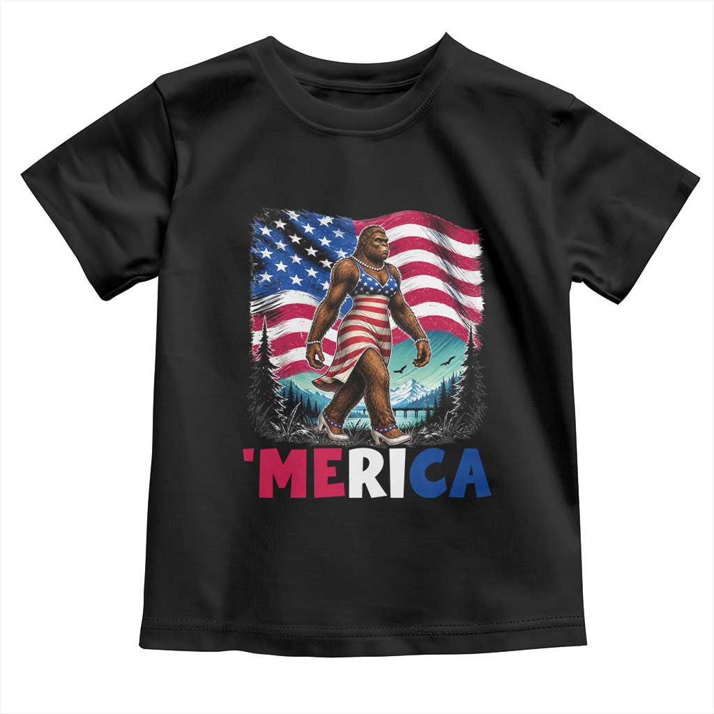 Funny Patriotic Sexy Bigfoot Toddler T Shirt Merica USA 250th Anniversary